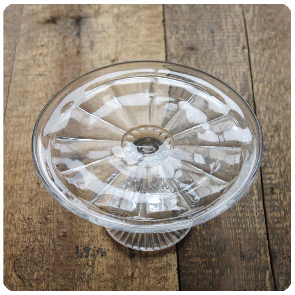 イギリス アンティーク ガラスケーキスタンド コンポート皿 プレス
