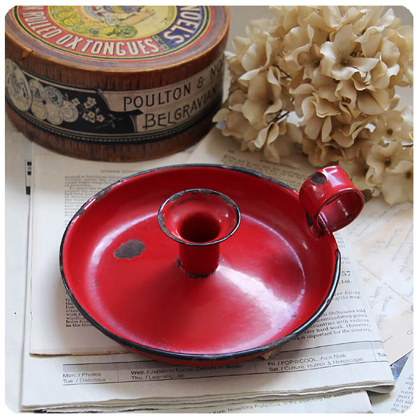 イギリス アンティーク キャンドルスタンド エナメル ろうそく立て