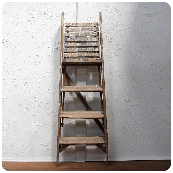 イギリス アンティーク ステップラダー 木製脚立 店舗什器 飾り台
