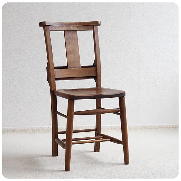 イギリス アンティーク チャーチチェア 聖書BOX付 教会椅子 古木