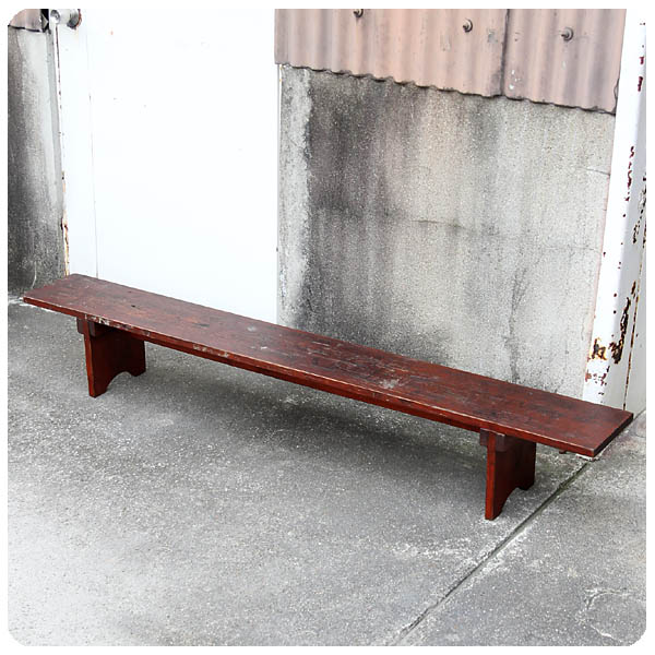 ビンテージベンチ 木製スラットデザイン長椅子 ヴィンテージ 家具 裂き 