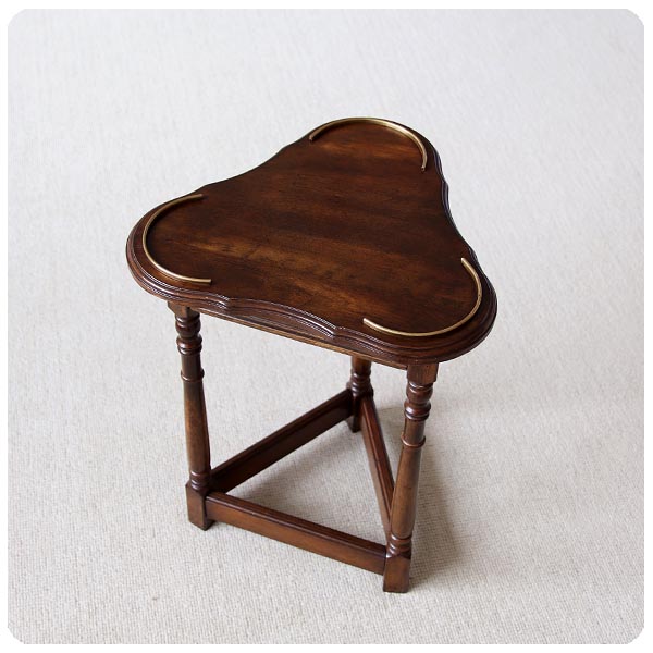 イギリス アンティーク調 木製サイドテーブル/三本脚/フラワースタンド  