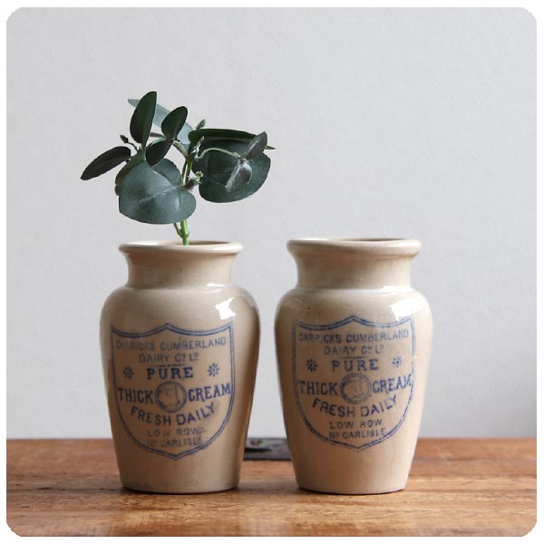 イギリス アンティーク 陶器クリームボトルペア/2個セット/インテリア  
