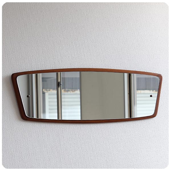 北欧ビンテージ ウォールミラー/壁掛け鏡/ミッドセンチュリー/チーク  