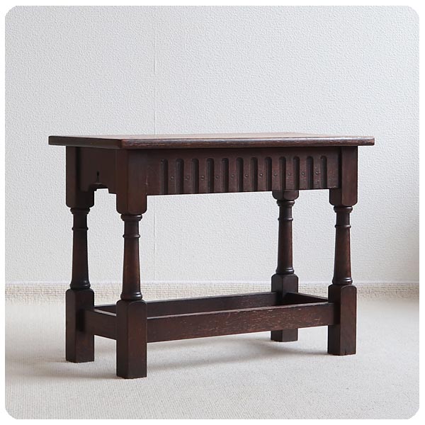 イギリス アンティーク オーク サイドテーブル/無垢材/英国家具/花台  