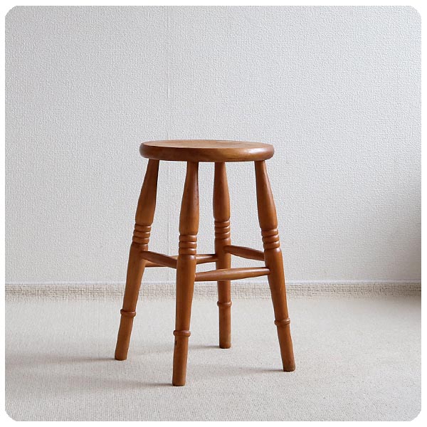 イギリス ヴィンテージ スツール 無垢材 丸椅子 アンティーク