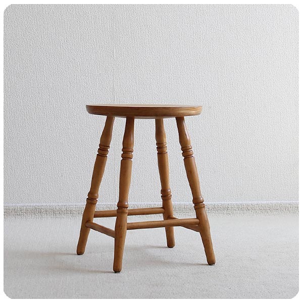 イギリス ヴィンテージ スツール 椅子 カントリー 丸スツール 「飾り台