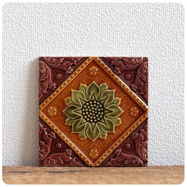 イギリス アンティーク タイル/ポットスタンド/鍋敷き/コースター  