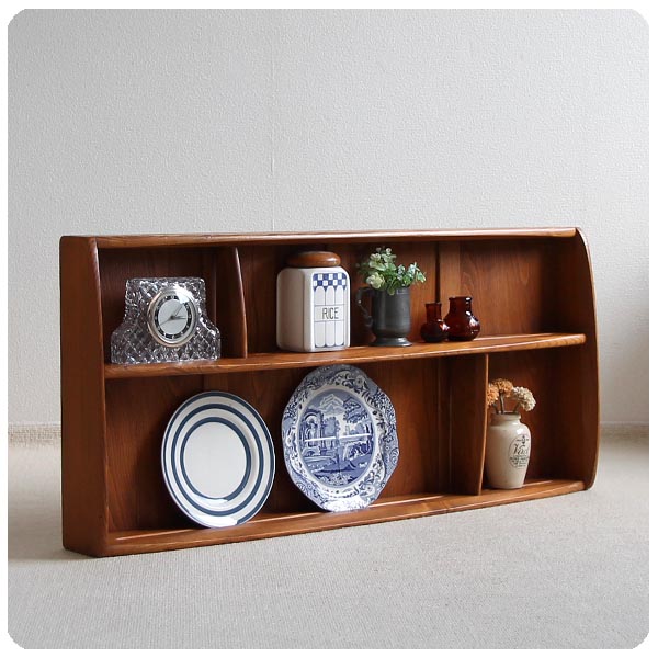 イギリス アンティーク アーコール(ERCOL) プレートラック/ウォールシェルフ/エルム材 M-458