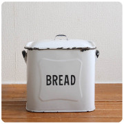 イギリス アンティーク ホーローブレッド缶 エナメル 保存缶 蓋付き インテリア雑貨 「BREAD」K-204