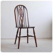 イギリス アンティーク調 Old Charm ホイールバックチェア 木製椅子 インテリア 家具 店舗什器「ハイバックチェア」Q-028