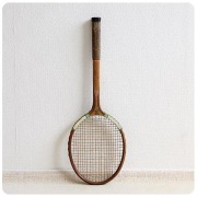 パキスタン アンティーク テニスラケット 木製 インテリア 雑貨 ヴィンテージ 店舗什器【コレクターズアイテム】Q-251