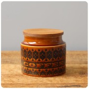 イギリス ヴィンテージ ホーンジー コーヒーキャニスター オータムブラウン 陶器 店舗什器「HORNSEA HEIRLOOM」Q-448