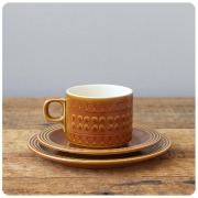 イギリス ヴィンテージ ホーンジー カップ＆ソーサ― トリオ ケーキ皿 陶磁器 食器 花柄 サフラン「HORNSEA SAFFRON」 Q-699