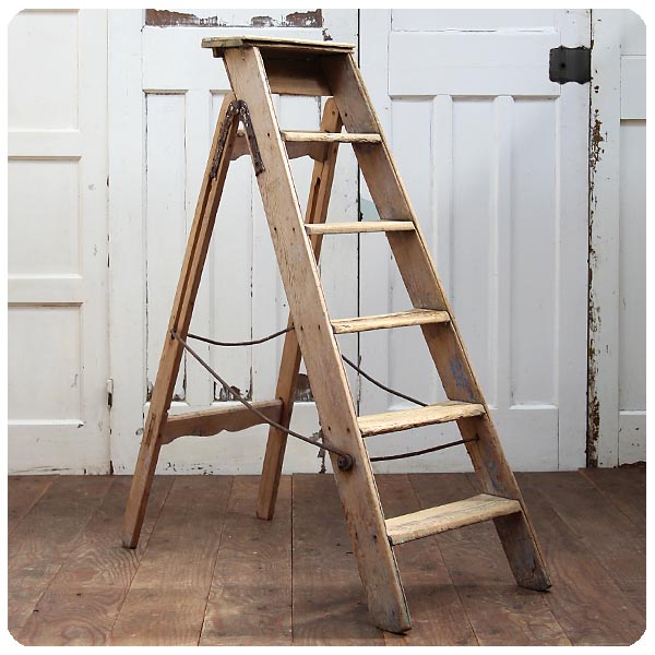 イギリス アンティーク ステップラダー 脚立 店舗什器 ディスプレイ 家具「オールドパイン」P-255