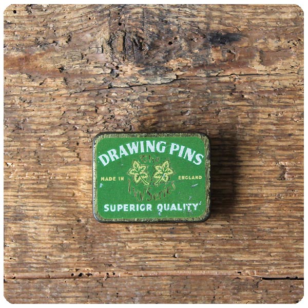 イギリス アンティーク ミニ缶 ブリキ 画鋲 インテリア雑貨「DRAWING PINS TIN缶」P-259