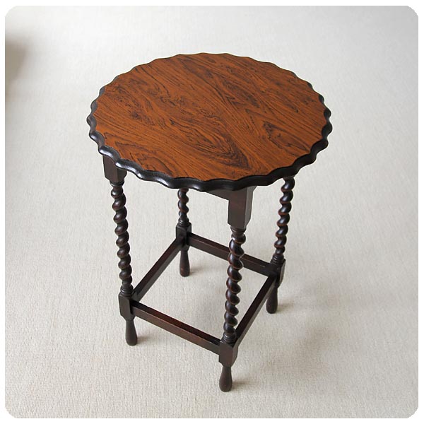 イギリス アンティーク オケージョナルテーブル ツイストレッグ ラウンドテーブル オーク材 家具 P-565