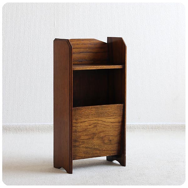 イギリス アンティーク マガジンラック オーク材 雑誌入れ 飾り台 収納家具 P-620