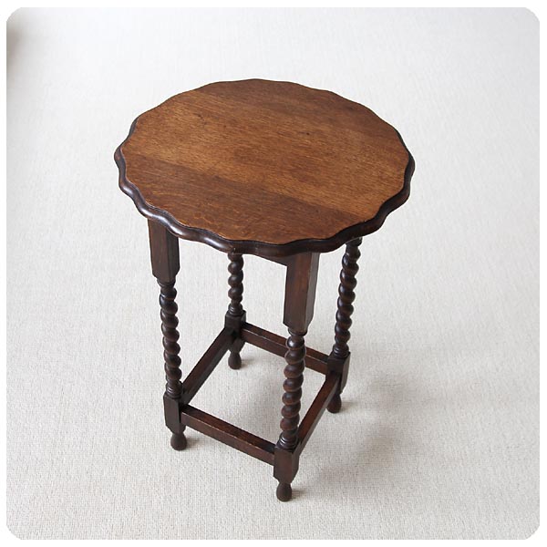 イギリス アンティーク オケージョナルテーブル ツイストレッグ 飾り台 オーク材 家具 P-626