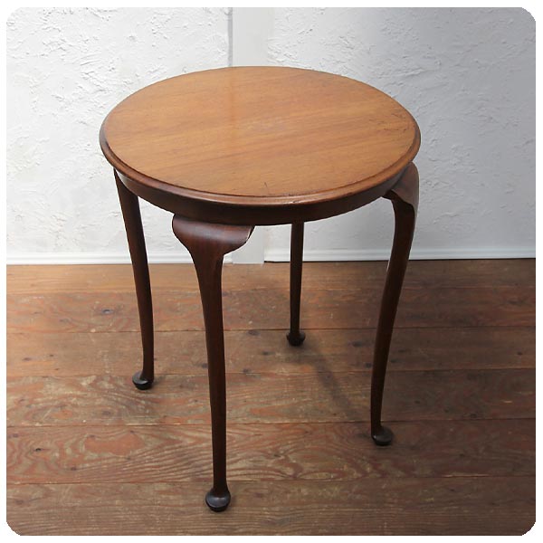 イギリス アンティーク マホガニー ラウンドテーブル 古木 猫脚 無垢材 飾り台 家具 P-732