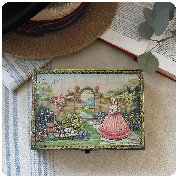 イギリス アンティーク ブリキ製 ワークボックス 収納缶 インテリア雑貨 TIN缶 「Work Box」P-955