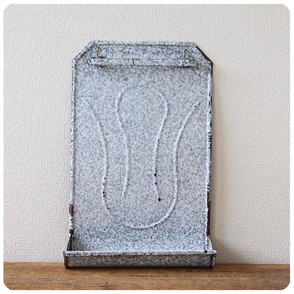 フランス アンティーク レードルラック ホーロー製 壁掛け エンボス加工 インテリア 雑貨 店舗什器「マーブル模様」Q-020