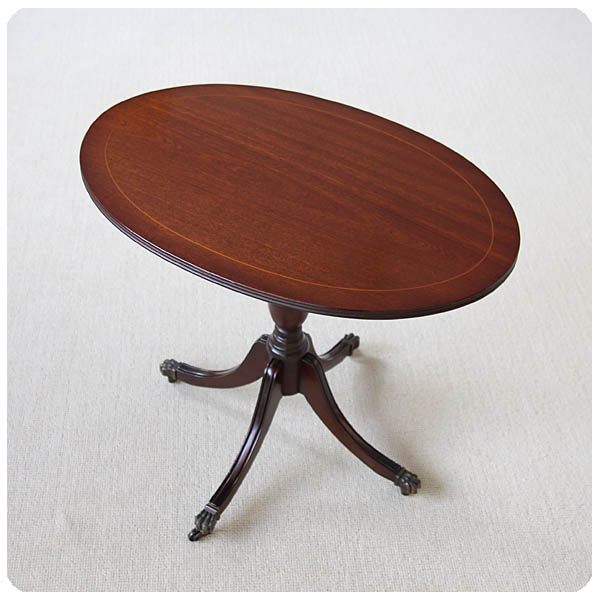 イギリス アンティーク調 キャスター付きオーバルテーブル マホガニー インテリア 家具 店舗什器「ワインテーブル」Q-068