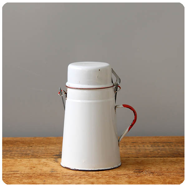 イギリス アンティーク ホーローミルクキャリー インテリア 雑貨 フラワーベース カップ 店舗什器「ミルクポット」Q-175