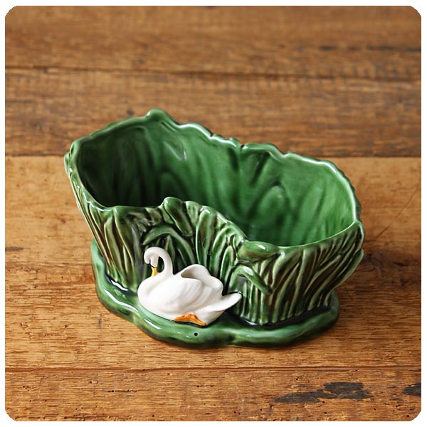 イギリス アンティーク SylvaC スワン・プランター 陶磁器 リバーサイド シルバック インテリア 店舗什器【モデル番号 4394】Q-217