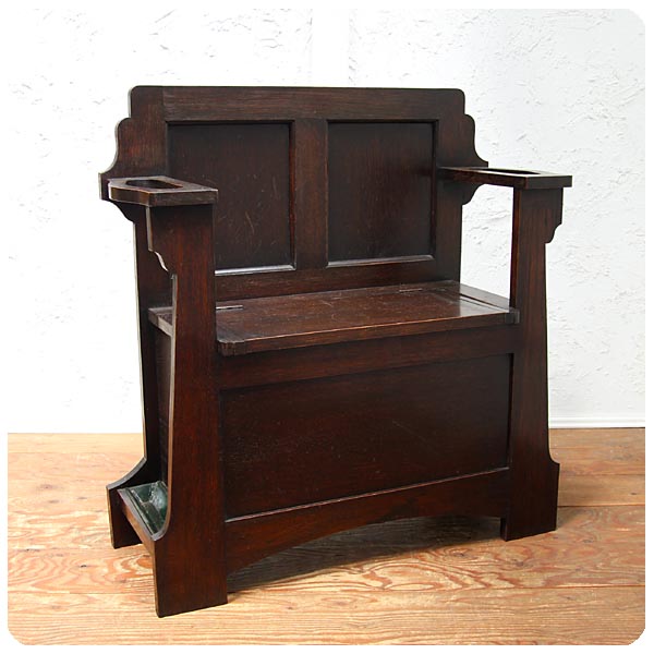 イギリス アンティーク ホールスタンド ベンチ オーク材 家具 インテリア ヴィンテージ 店舗什器【ステッキスタンド】Q-290