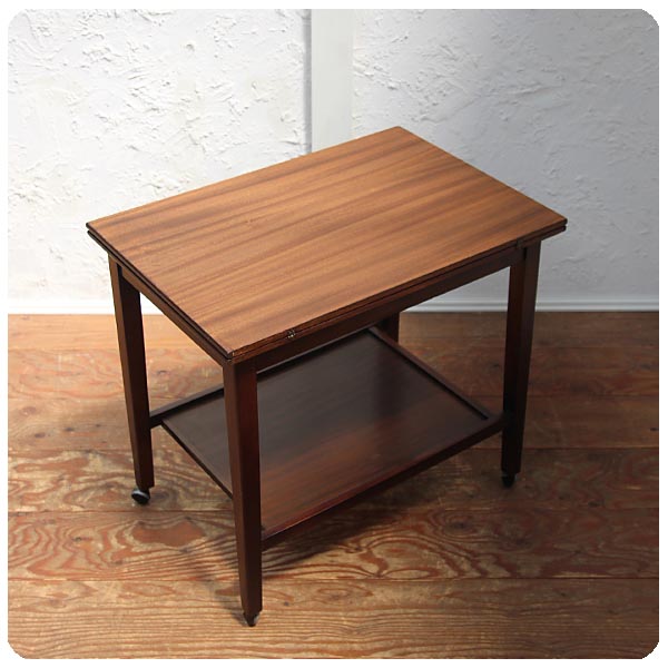 スコットランド アンティーク フォールディングゲームテーブルワゴン 木製 家具 インテリア ヴィンテージ 店舗什器【トロリー】Q-291