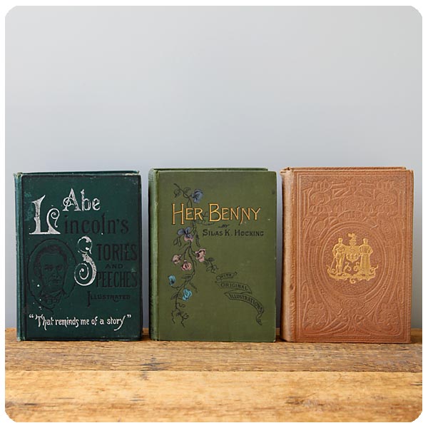 【訳あり】イギリス アンティーク ブック 3冊セット 古書 洋書 本 インテリア 雑貨 店舗什器【エイブラハム・リンカーン】Q-321