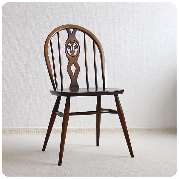 イギリス ヴィンテージ アーコールチェア ercol 木製椅子 エルム材 家具 インテリア 店舗什器「シスルバックチェア」Q-435