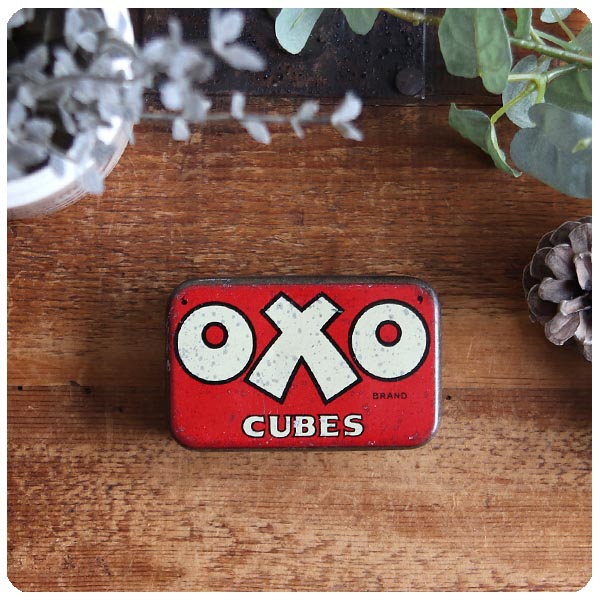 イギリス アンティーク OXO Cubes/オクソ缶/TIN/ティン/ブリキ/インテリア雑貨【コレクターが数多く存在するOXO缶】S-475