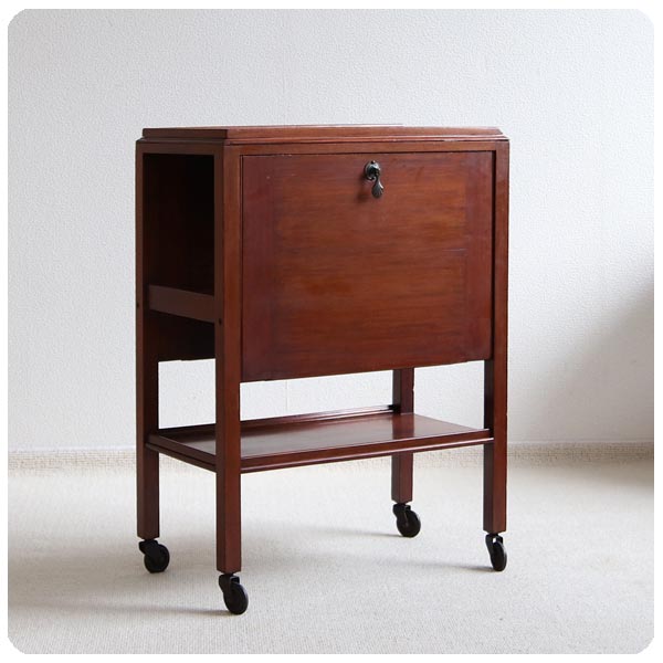 英国アンティーク バタフライテーブルワゴン/トロリー/ドロップリーフ/キャスター付き/マホガニー/イギリス【レアアイテム】S-487