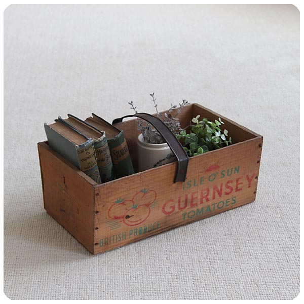 英国 アンティーク ウッドボックス/バスケット/トマト/木箱/籠/オールドパイン/イギリス【Guernsey Tomatoes Box】S-785