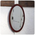 イギリス ヴィンテージ ウォールミラー チーク オーバル型 ミッドセンチュリー 壁掛け鏡 インテリア「北欧スタイル」K-971