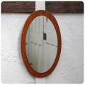 イギリス ヴィンテージ ウォールミラー チーク オーバル型 ミッドセンチュリー 壁掛け鏡 インテリア「北欧スタイル」K-972