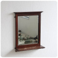 イギリス アンティーク 棚付きウォールミラー 壁掛け鏡 木枠 インテリア 家具 店舗什器「玄関や洗面所などに」Q-123
