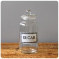 イギリス アンティーク調 ガラスキャニスター SUGAR 保存容器 インテリア ヴィンテージ 店舗什器【砂糖入れ】Q-240