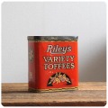 イギリス アンティーク Riley's ブリキ製 トフィー缶/お菓子缶/ティン/小物入れ/TIN【経年による風合いが素敵！】S-092