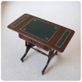 英国アンティーク調 キャスター付きバタフライテーブル/マホガニー家具/ドロワー/イギリス【レザートップがエレガント】S-496