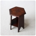 イギリス アンティーク 六角形ミニテーブル/オーク材/無垢/英国家具/花台【古い木肌が素敵なテーブル】Y-354