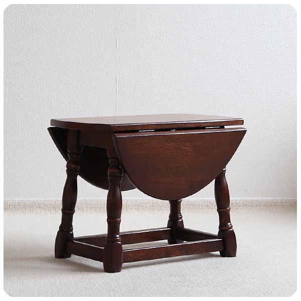 イギリス アンティーク調 バタフライテーブル/オーク材家具/店舗什器/ドロップリーフテーブル/英国製【オーバル型天板】T-150