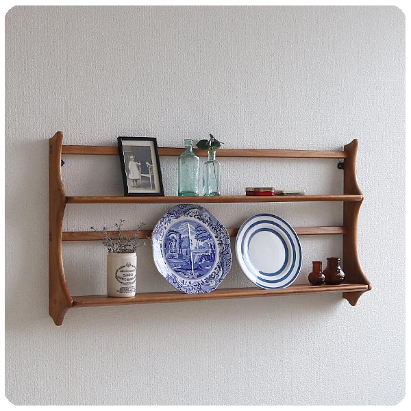 イギリス ヴィンテージ アーコール社 プレートラック/ERCOL/ウォールシェルフ/壁掛け棚/家具【壁面をおしゃれに飾ろう】T-278
