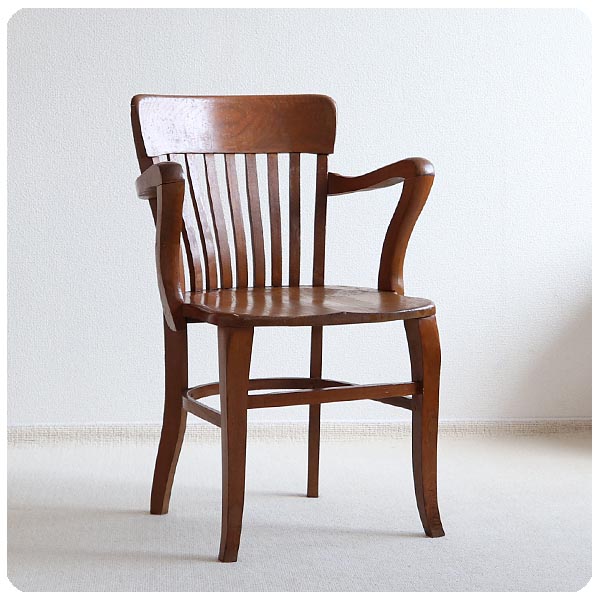 イギリス アンティーク アームチェア/木製椅子/ダイニングチェア/店舗什器/カントリー/オーク材家具【雰囲気パーフェクト】T-543