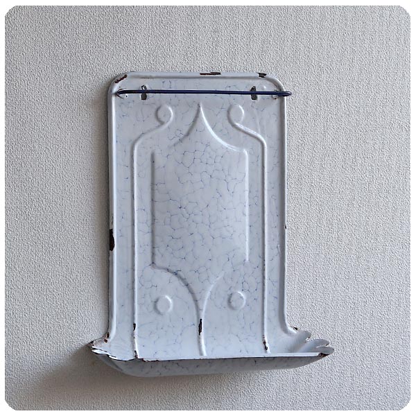 フランス アンティーク レードルラック/ホーロー/キッチン雑貨/ブロカント/古道具/マーブル柄【お部屋のアクセントに！】T-634
