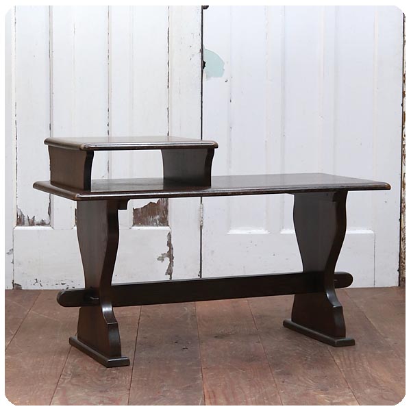イギリス アンティーク調 テレフォンベンチ/オーク材/クラシカル家具/木製椅子/収納/電話台/英国【サイドテーブル】T-712