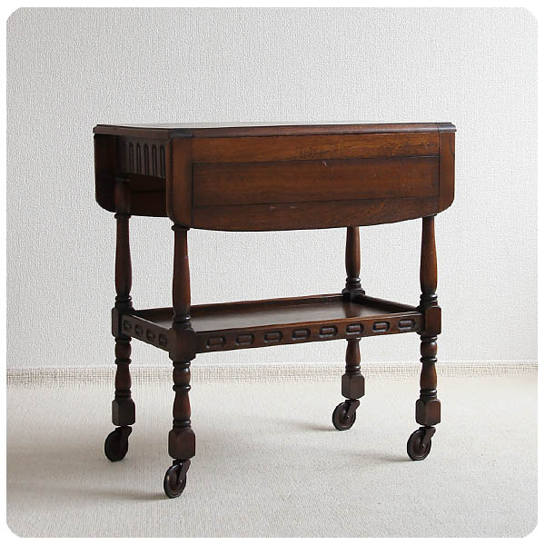 イギリス アンティーク バタフライキッチンワゴン ドロップリーフテーブル トロリー 家具 V-244