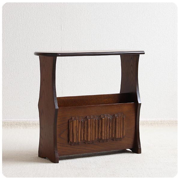 イギリス アンティーク調 サイドテーブル 英国 家具「マガジンラック付き」V-408